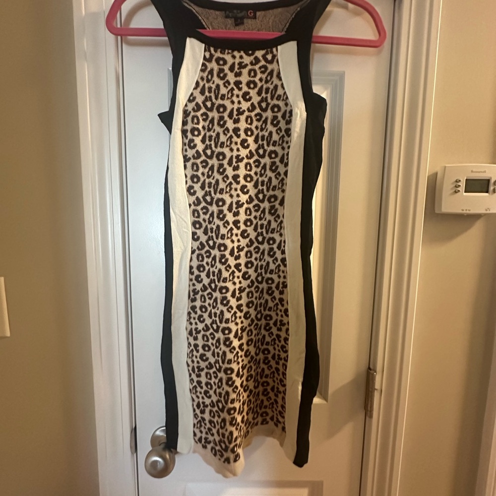 Guess Cream and Brown Sheath Mini Dress for Night Out